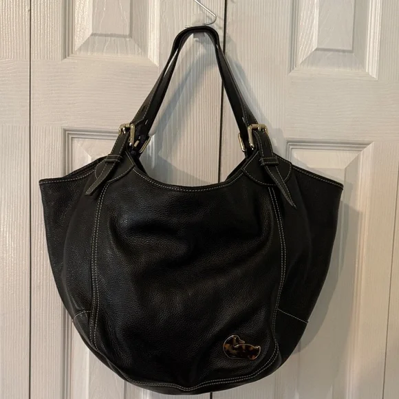 Dooney & Bourke Leather Large Black Handbag Tote Purse - Picture 1 of 11